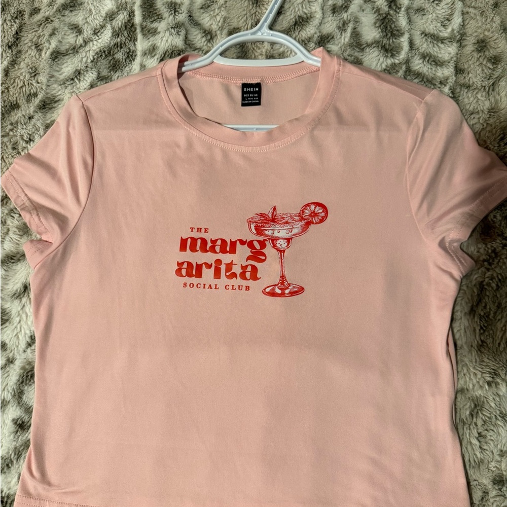 SHEIN Pink Crop Top with Red Graphic